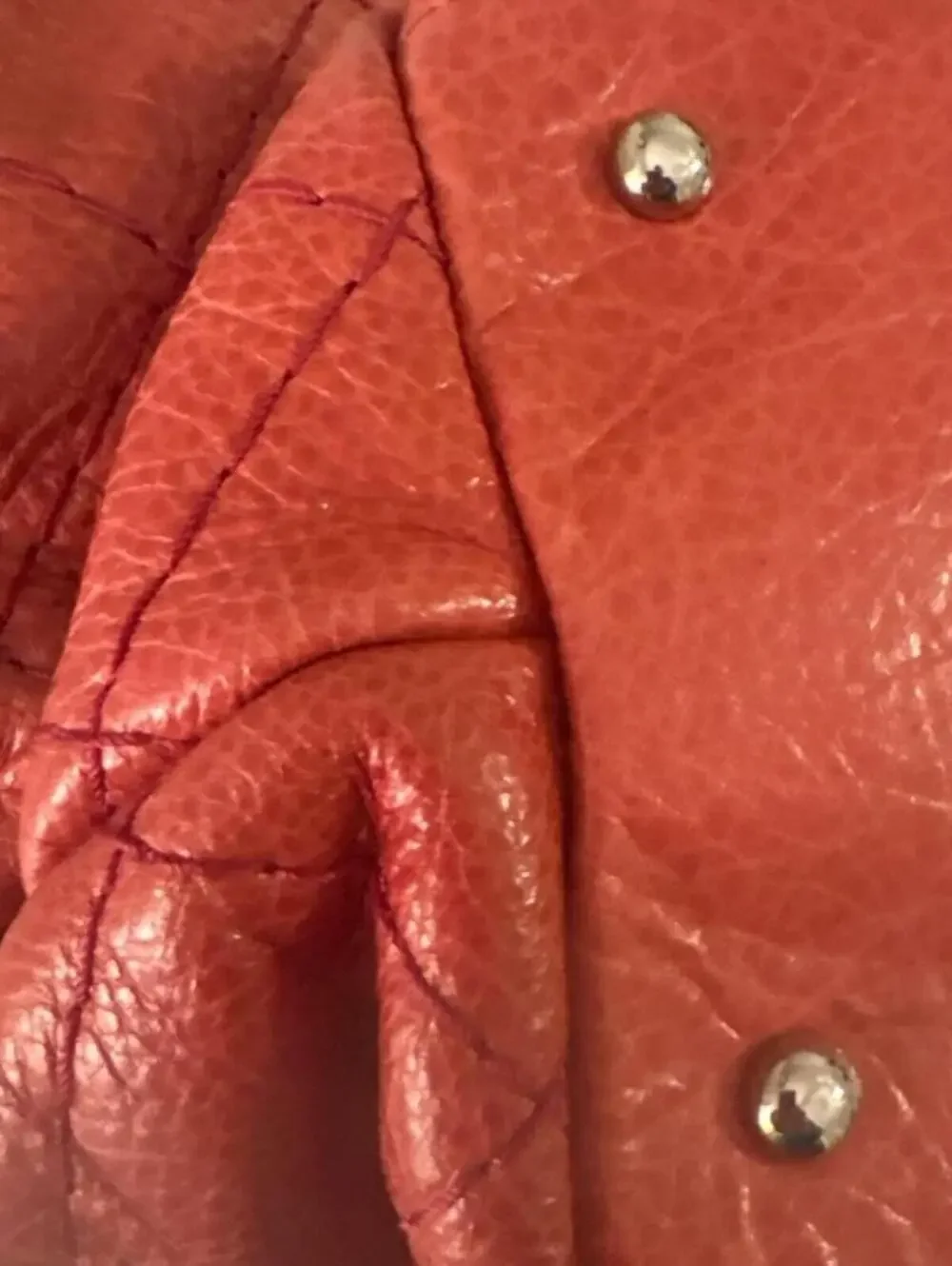 Chanel Coral Red Quilted Caviar Leather CC Tote